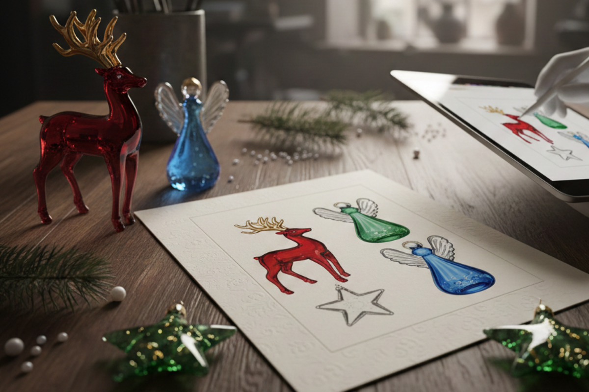 The Art of the Christmas Flyer: Creating Luxury Murano Glass Promotions with AI